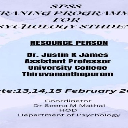 SPSS TRAINING PROGRAMME FOR PSYCHOLOGY STUDENTS