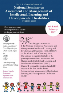 National Seminar on Assessment and Management of Intellectual, Learning and Developmental Disabilities