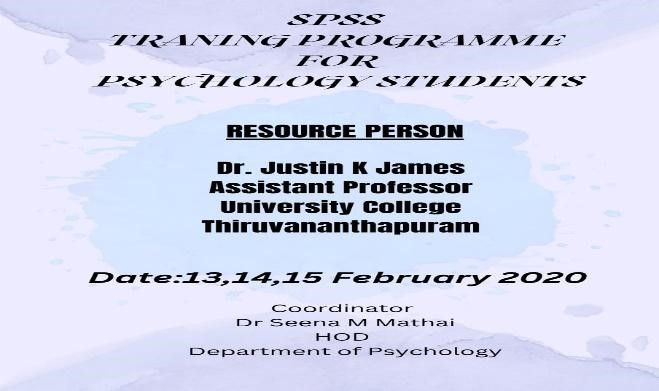 SPSS TRAINING PROGRAMME FOR PSYCHOLOGY STUDENTS